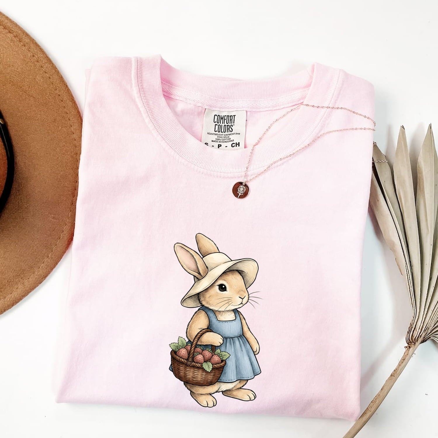 Bunny Shirt for Women – Vintage Fairy Tale Rabbit & Fruit Basket Graphic Tee