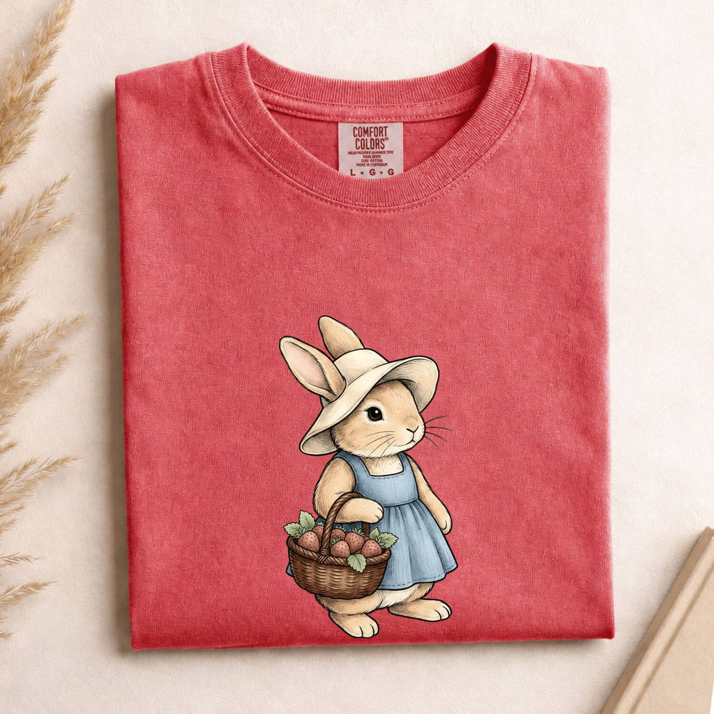 Bunny Shirt for Women – Vintage Fairy Tale Rabbit & Fruit Basket Graphic Tee