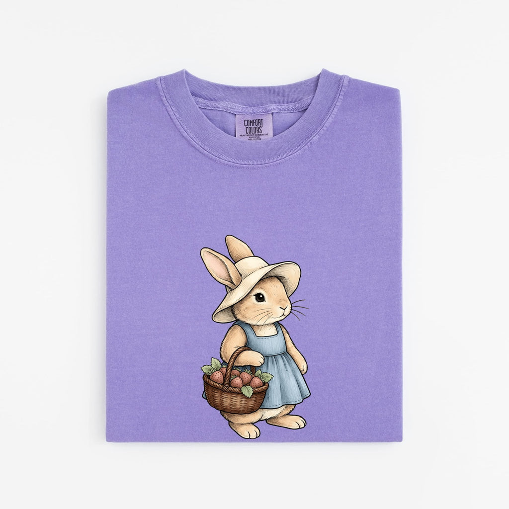 Bunny Shirt for Women – Vintage Fairy Tale Rabbit & Fruit Basket Graphic Tee