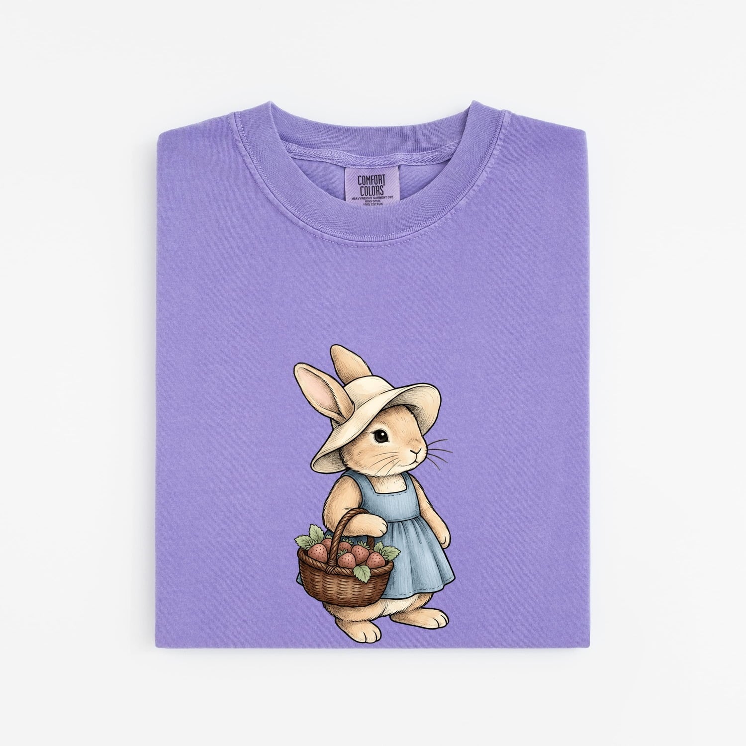 Bunny Shirt for Women – Vintage Fairy Tale Rabbit & Fruit Basket Graphic Tee