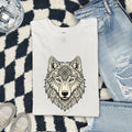 Wolf Face Shirt for Women – Tribal Floral Meditation Canine Graphic Tee
