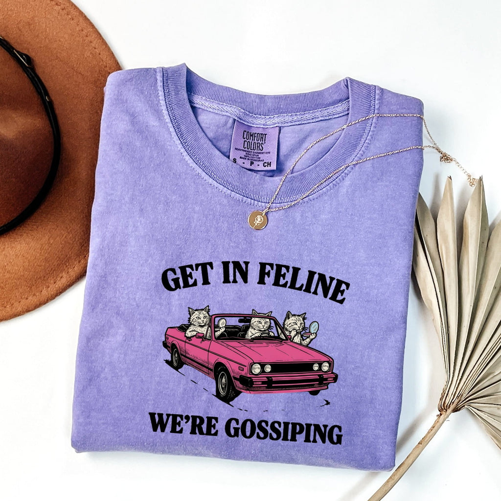 Kitten Car Shirt for Women – Retro Vintage Sketch Humor Roadster Cat Graphic Tee