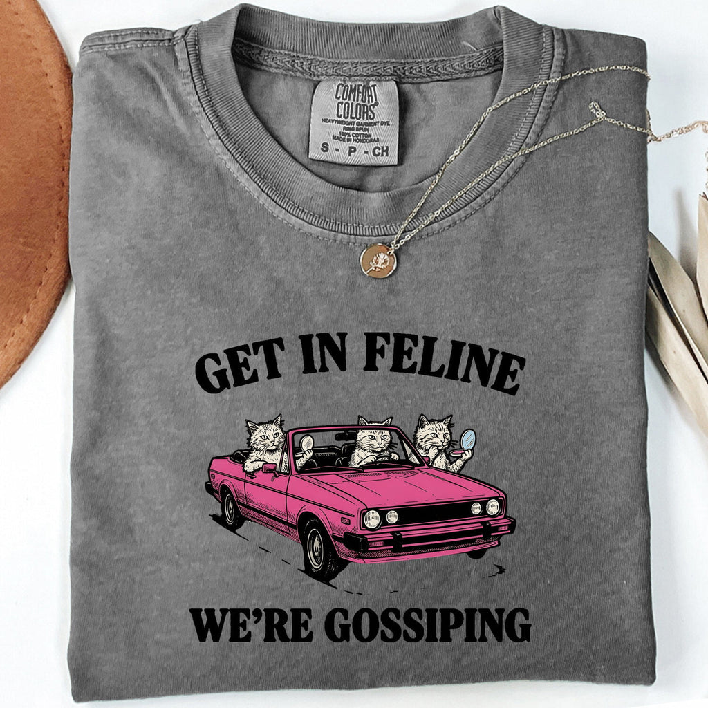 Kitten Car Shirt for Women – Retro Vintage Sketch Humor Roadster Cat Graphic Tee
