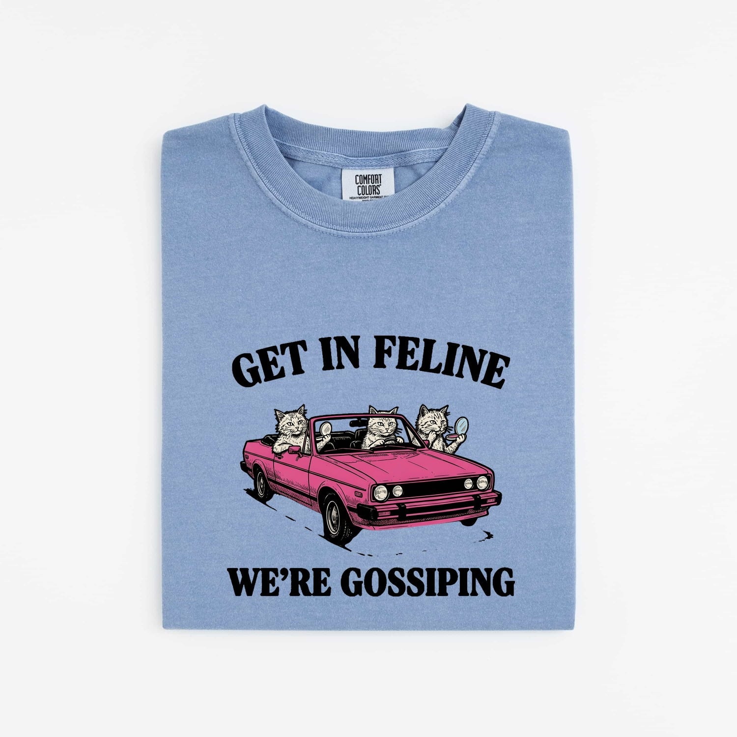Kitten Car Shirt for Women – Retro Vintage Sketch Humor Roadster Cat Graphic Tee