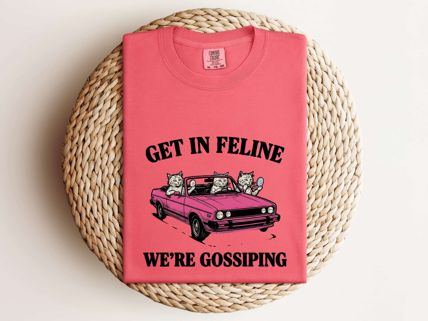 Kitten Car Shirt for Women – Retro Vintage Sketch Humor Roadster Cat Graphic Tee