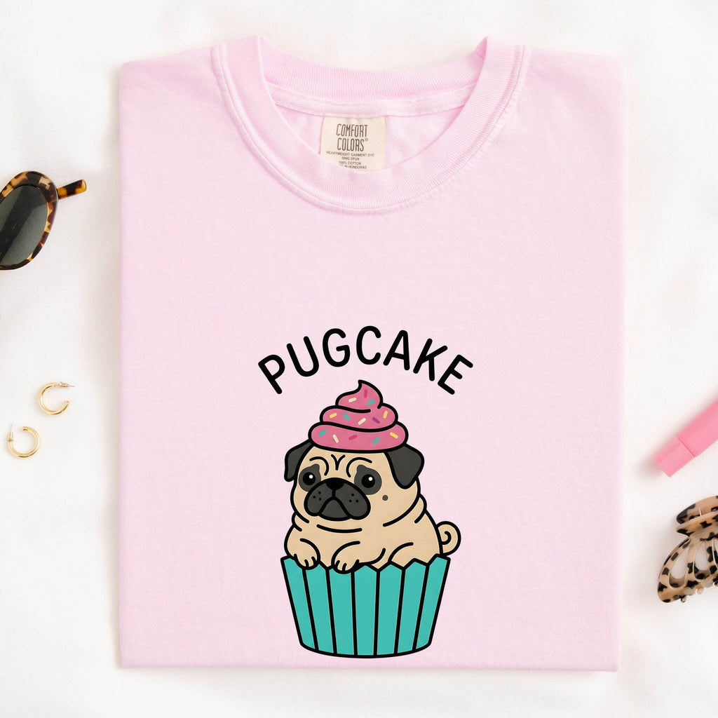 Pug Cupcake Shirt for Women – Anime Doodle Colorful Sprinkles Muffin Pet Graphic Tee