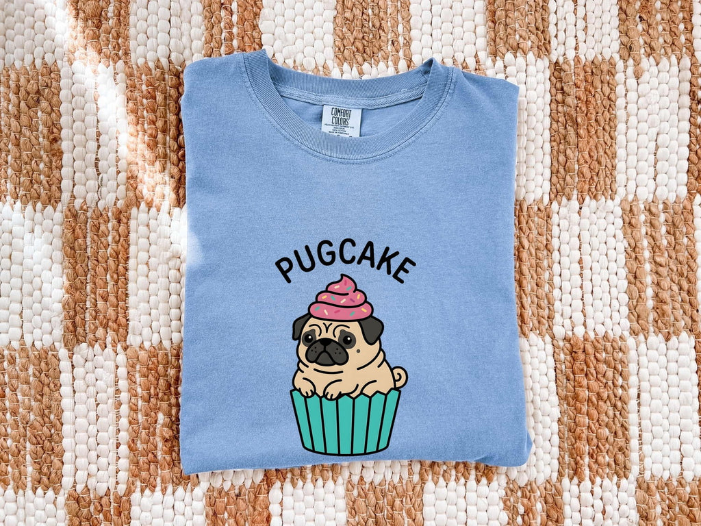Pug Cupcake Shirt for Women – Anime Doodle Colorful Sprinkles Muffin Pet Graphic Tee