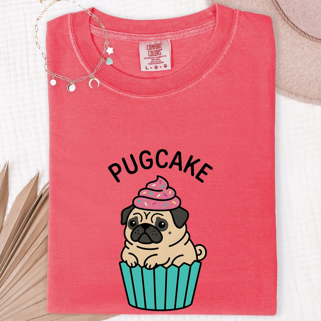 Pug Cupcake Shirt for Women – Anime Doodle Colorful Sprinkles Muffin Pet Graphic Tee
