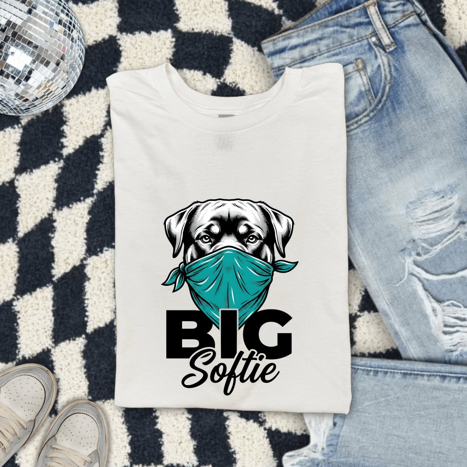 Dog Scarf Shirt for Women – Old School Vintage Retro Bandana Neckerchief Pet Graphic Tee