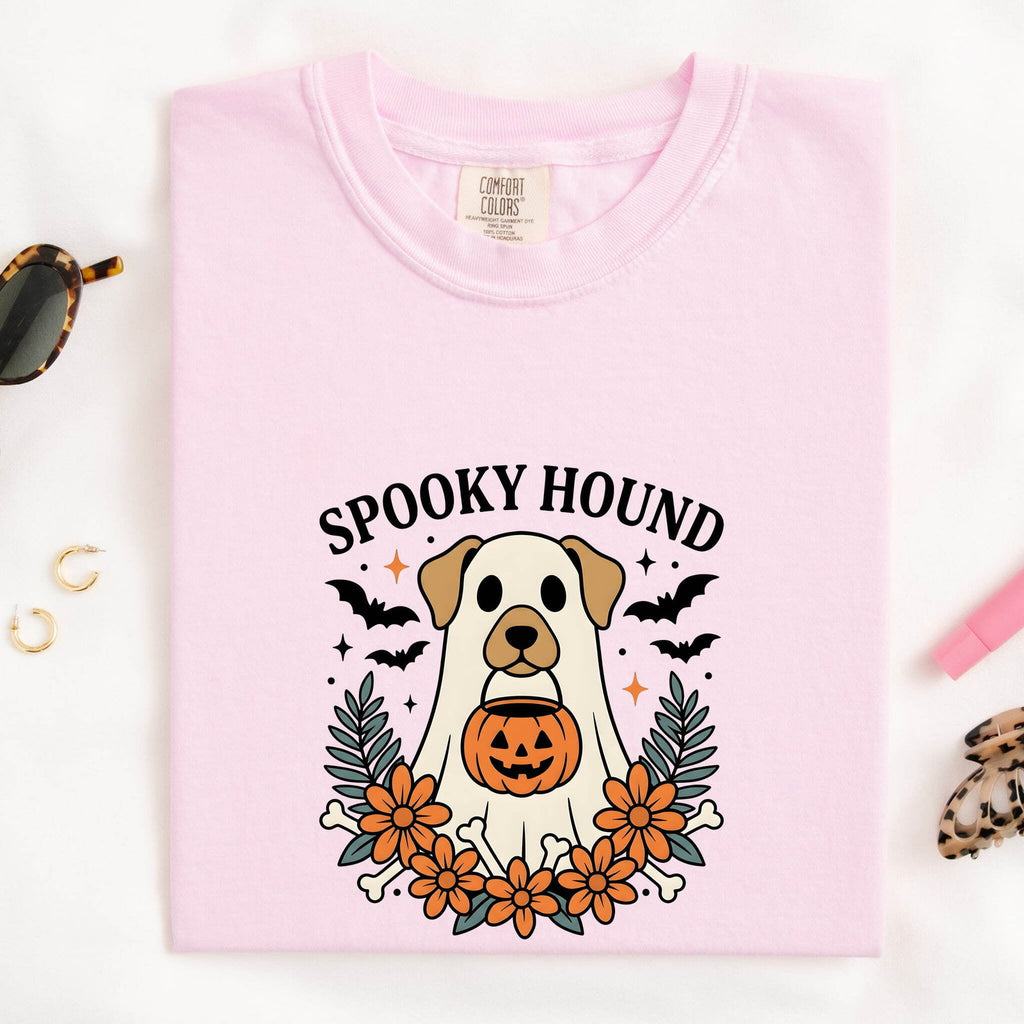Halloween Dog Shirt for Women – Cartoon Canine Ghost Spooky Nostalgic Pet Graphic Tee