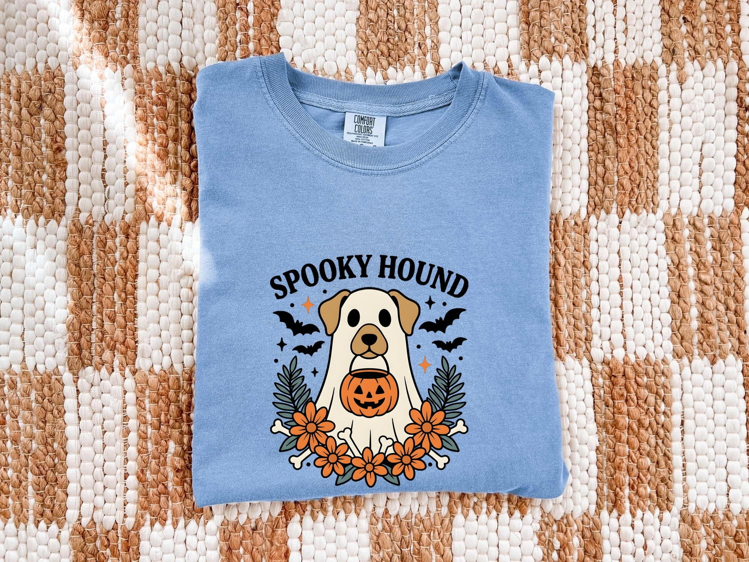Halloween Dog Shirt for Women – Cartoon Canine Ghost Spooky Nostalgic Pet Graphic Tee