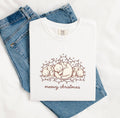 Christmas Cats Shirt for Women – Rustic Line Art Kittens Twinkle Holiday Graphic Tee
