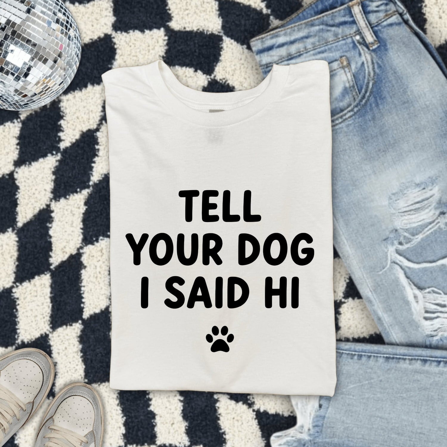Paw Print Shirt for Women – Minimalist Playful Pet Humor Footprint Dog Graphic Tee