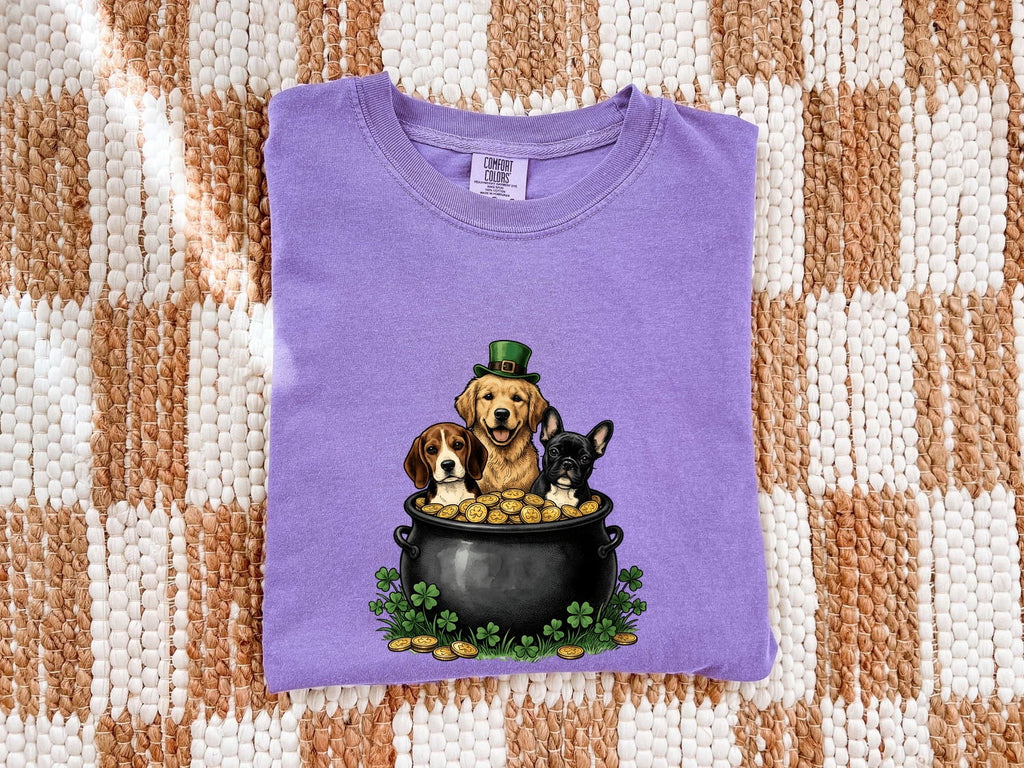 St. Patrick's Day Puppy Shirt for Women – Hand Drawn Animated Lucky Cartoon Pet Graphic Tee