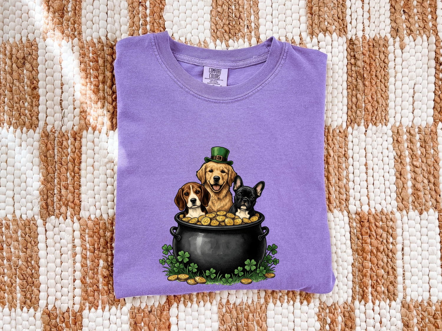 St. Patrick's Day Puppy Shirt for Women – Hand Drawn Animated Lucky Cartoon Pet Graphic Tee