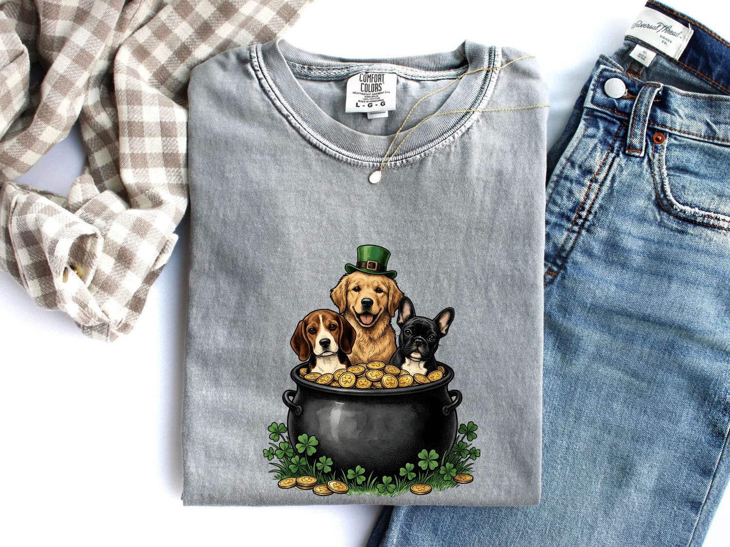 St. Patrick's Day Puppy Shirt for Women – Hand Drawn Animated Lucky Cartoon Pet Graphic Tee