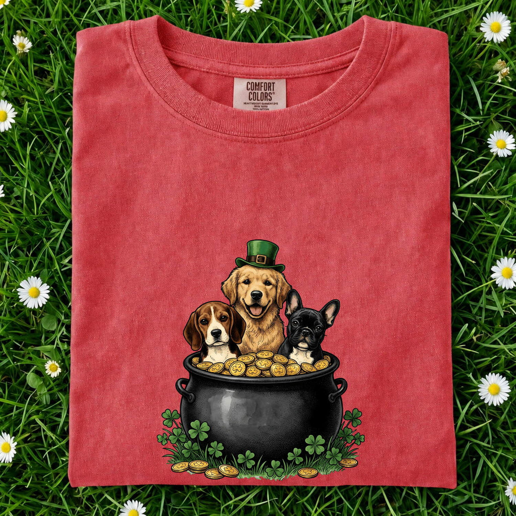 St. Patrick's Day Puppy Shirt for Women – Hand Drawn Animated Lucky Cartoon Pet Graphic Tee