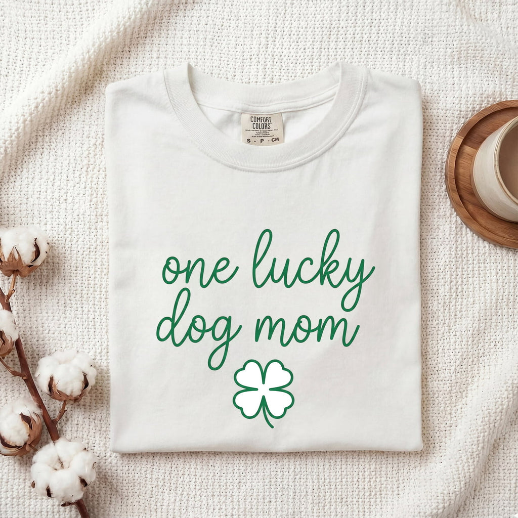 St. Patrick's Day Dog Mom Shirt for Women – Fresh Cute Four Leaf Shamrock Pet Graphic Tee