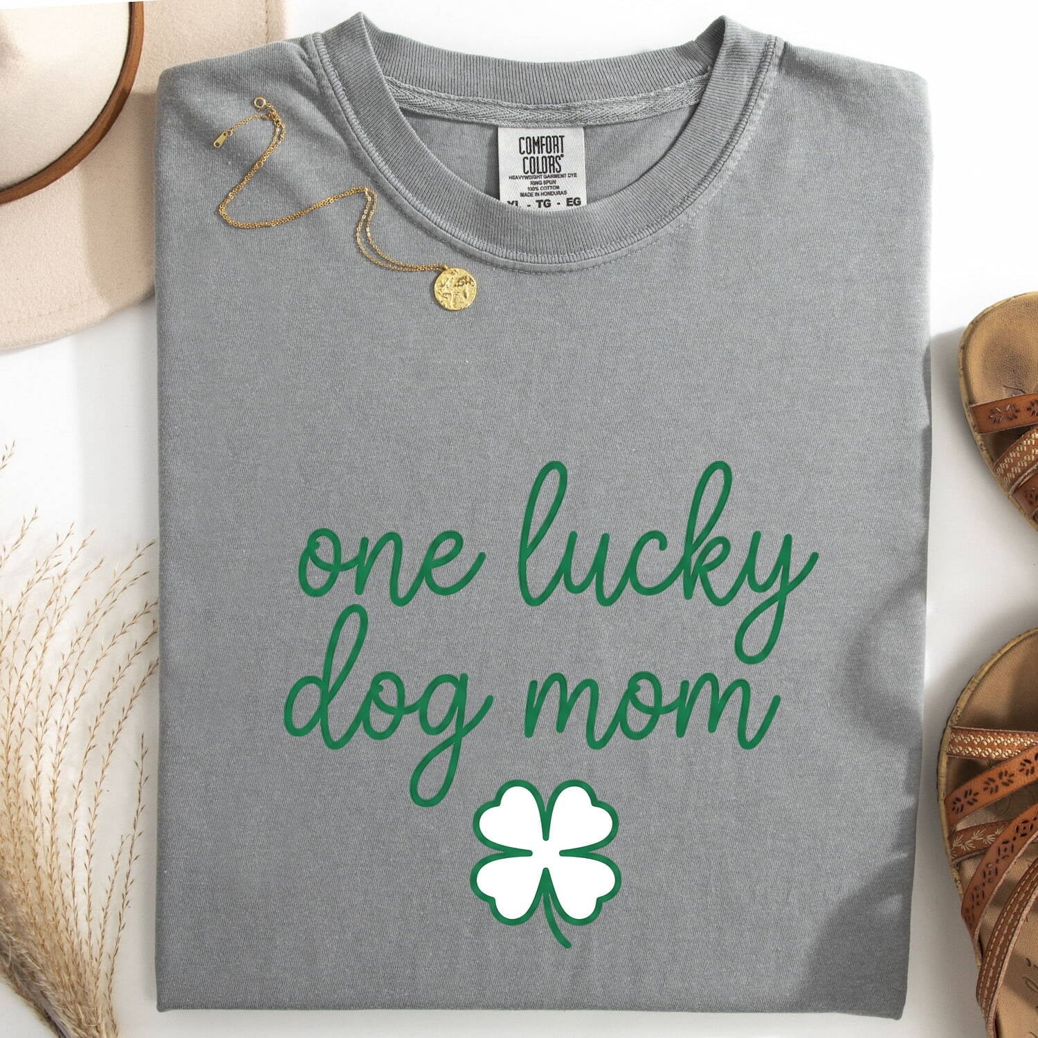 St. Patrick's Day Dog Mom Shirt for Women – Fresh Cute Four Leaf Shamrock Pet Graphic Tee