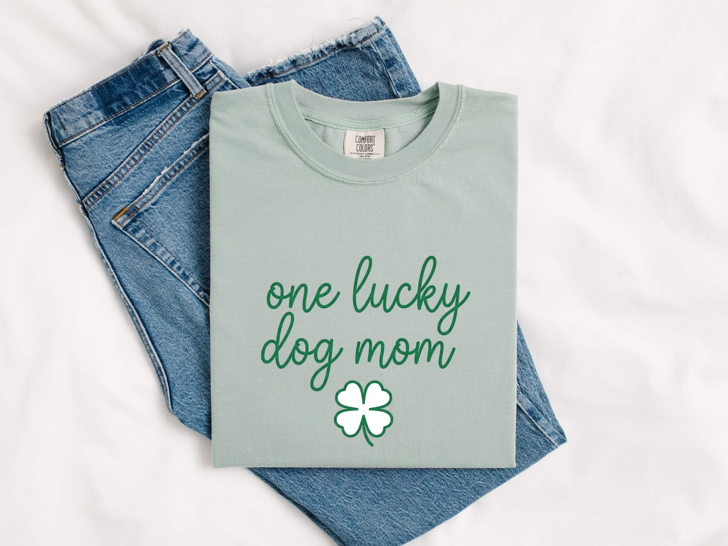 St. Patrick's Day Dog Mom Shirt for Women – Fresh Cute Four Leaf Shamrock Pet Graphic Tee