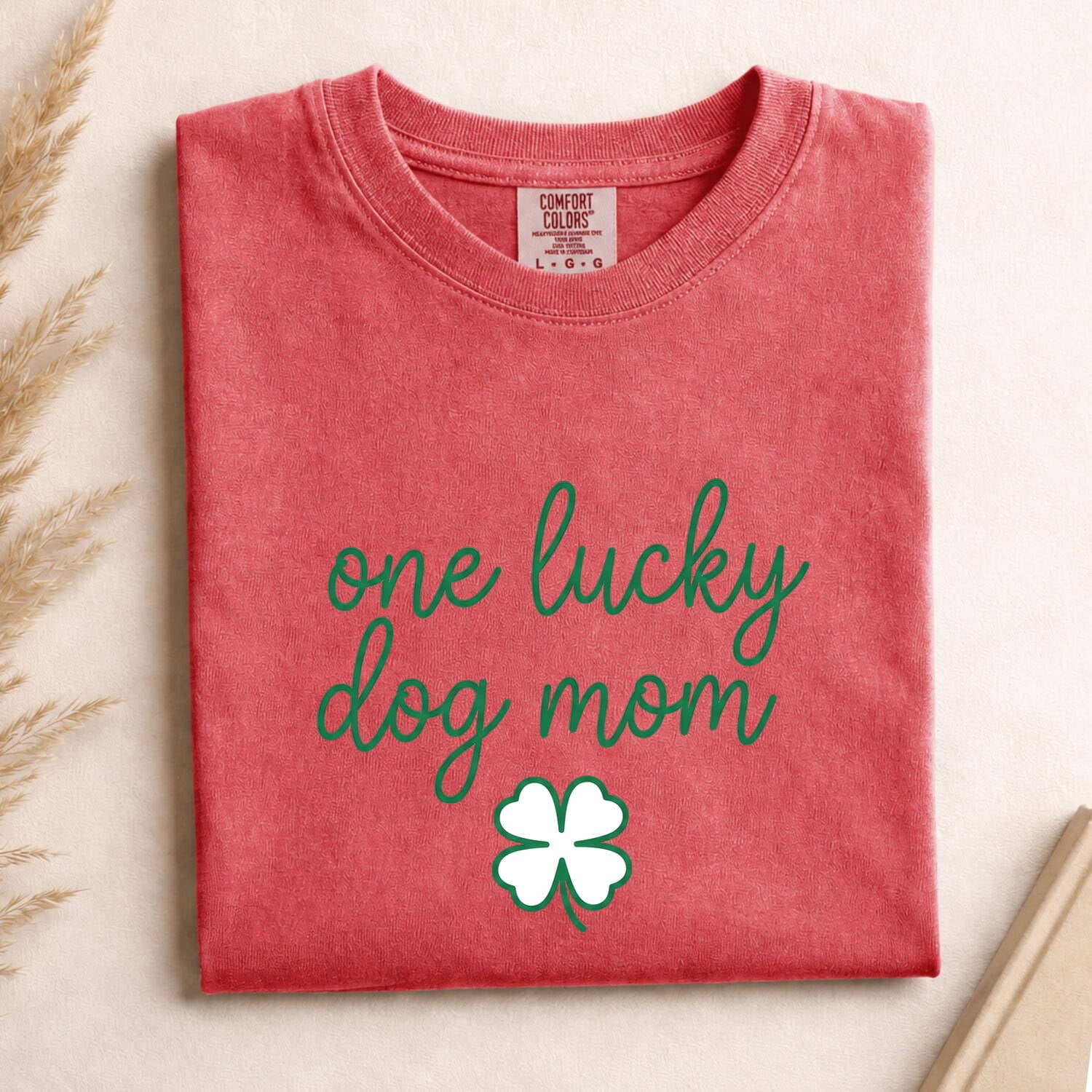 St. Patrick's Day Dog Mom Shirt for Women – Fresh Cute Four Leaf Shamrock Pet Graphic Tee