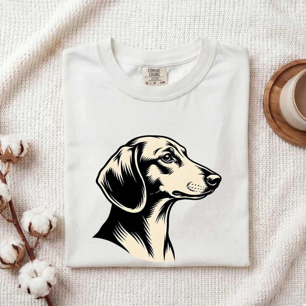 Dachshund Shirt for Women – Hand Drawn Vintage Pet Portrait Creature Wiener Dog Graphic Tee