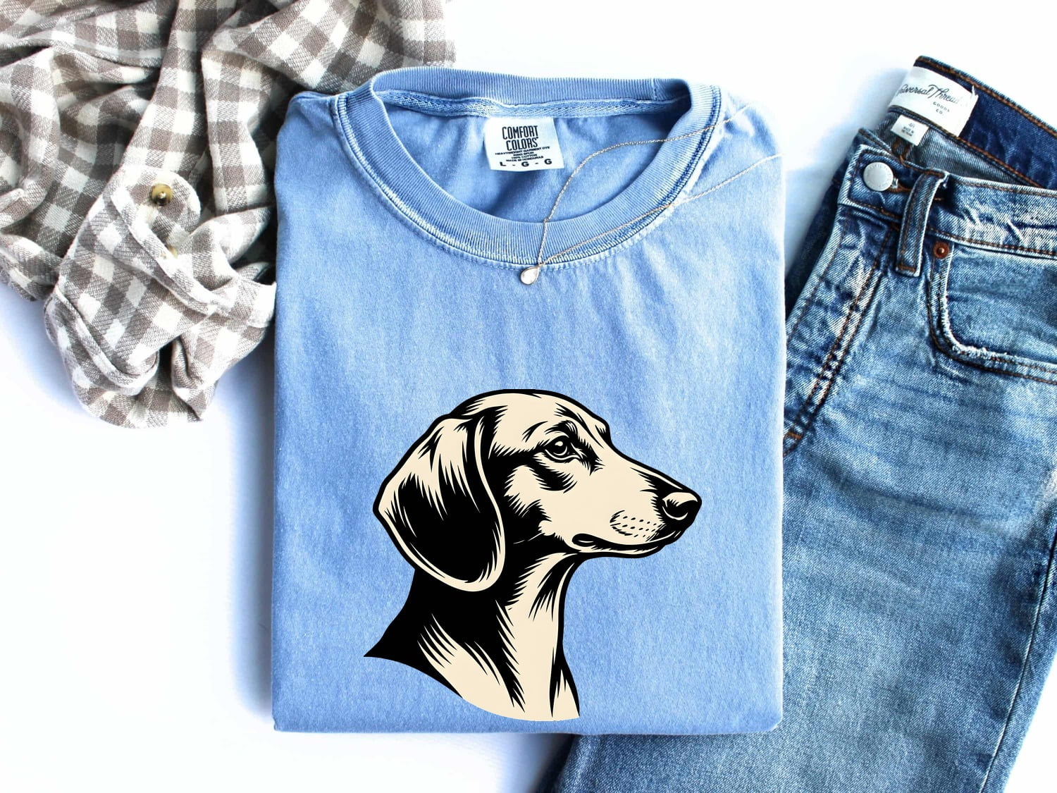 Dachshund Shirt for Women – Hand Drawn Vintage Pet Portrait Creature Wiener Dog Graphic Tee