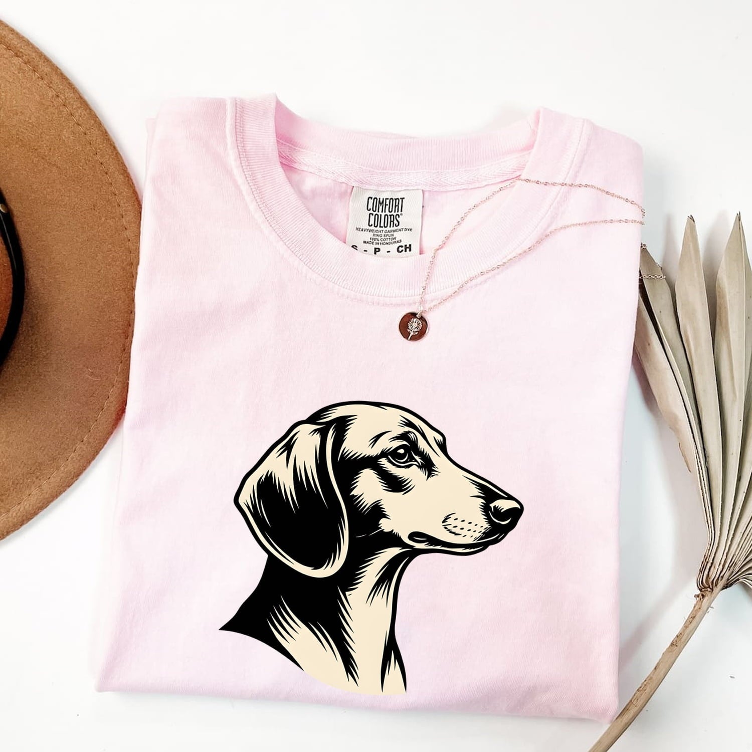 Dachshund Shirt for Women – Hand Drawn Vintage Pet Portrait Creature Wiener Dog Graphic Tee