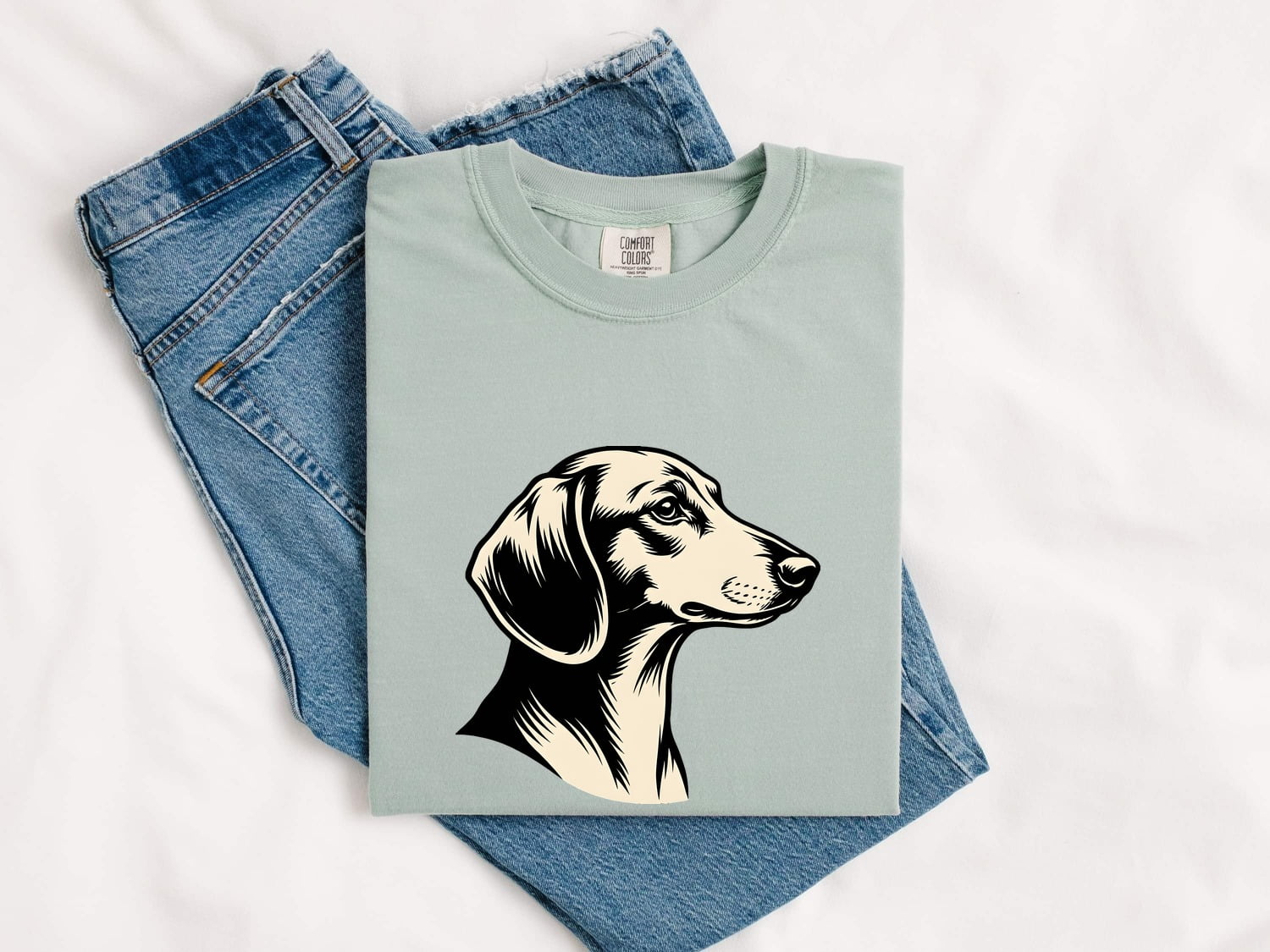 Dachshund Shirt for Women – Hand Drawn Vintage Pet Portrait Creature Wiener Dog Graphic Tee