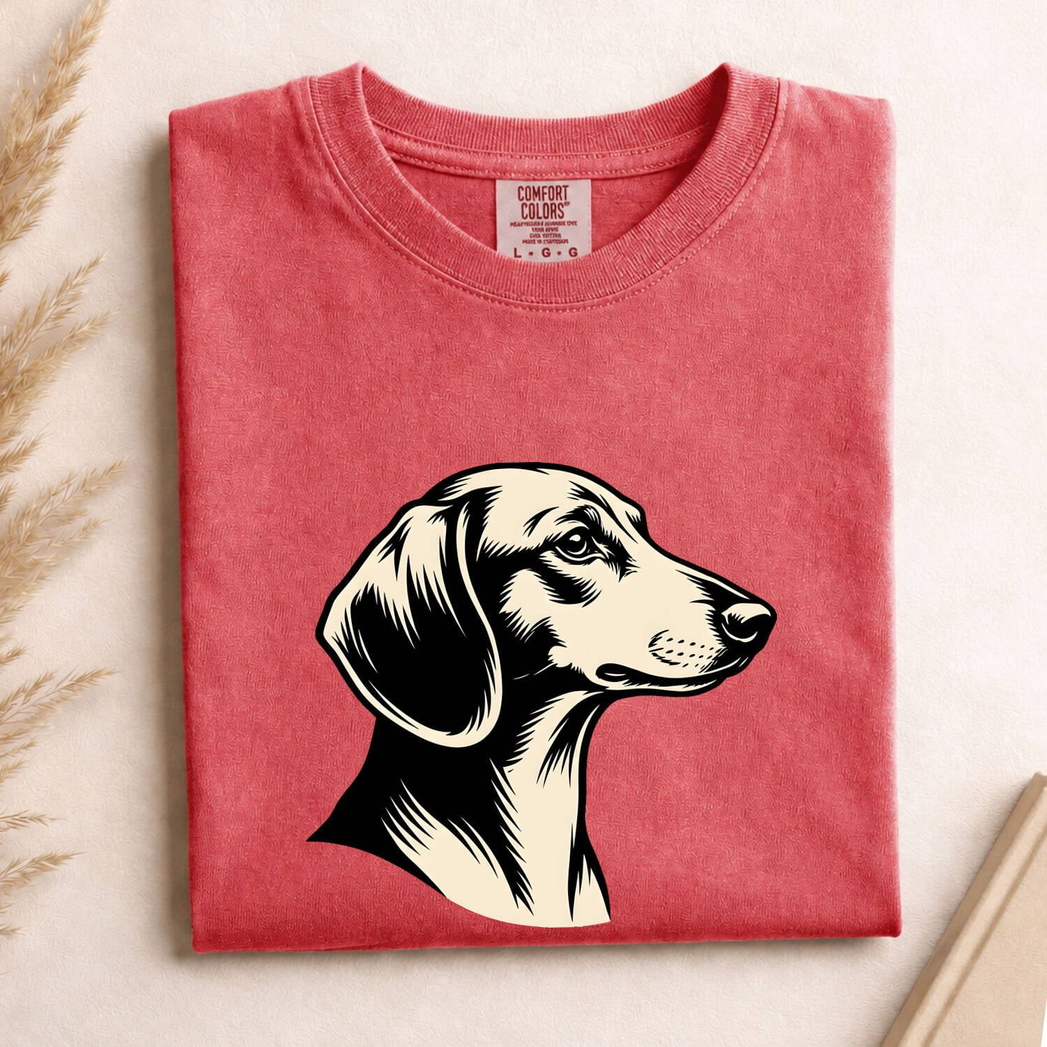 Dachshund Shirt for Women – Hand Drawn Vintage Pet Portrait Creature Wiener Dog Graphic Tee