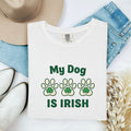 St. Patrick's Day Dog Shirt for Women – Chunky Paw Print Fun Clover Animal Graphic Tee
