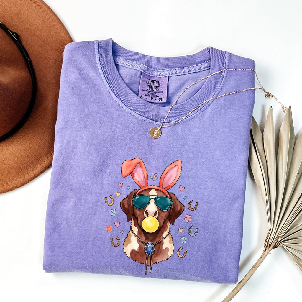 Easter Dog Shirt for Women – Watercolor Bunny Ears Holiday Puppy Graphic Tee