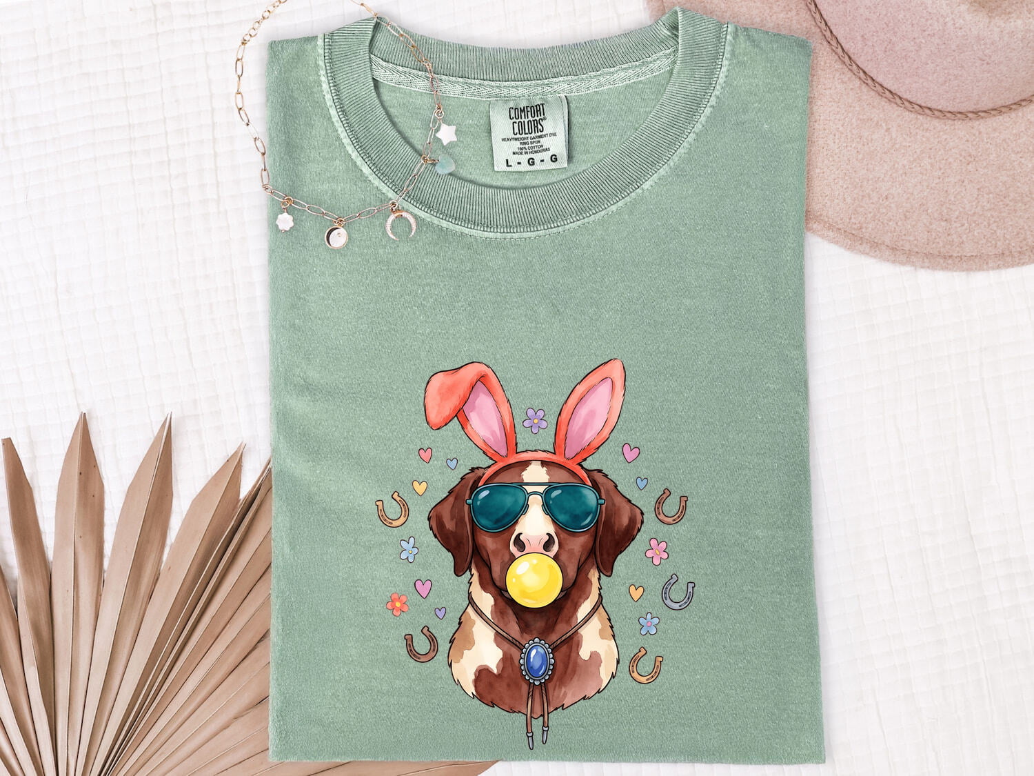 Easter Dog Shirt for Women – Watercolor Bunny Ears Holiday Puppy Graphic Tee