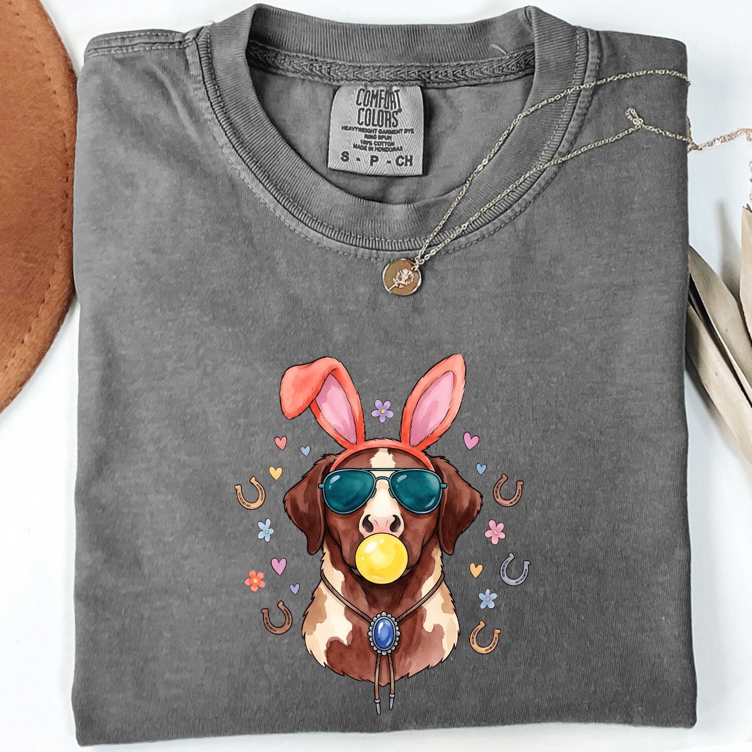 Easter Dog Shirt for Women – Watercolor Bunny Ears Holiday Puppy Graphic Tee