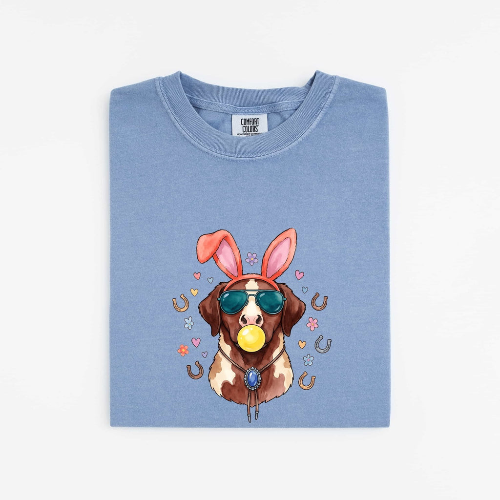 Easter Dog Shirt for Women – Watercolor Bunny Ears Holiday Puppy Graphic Tee