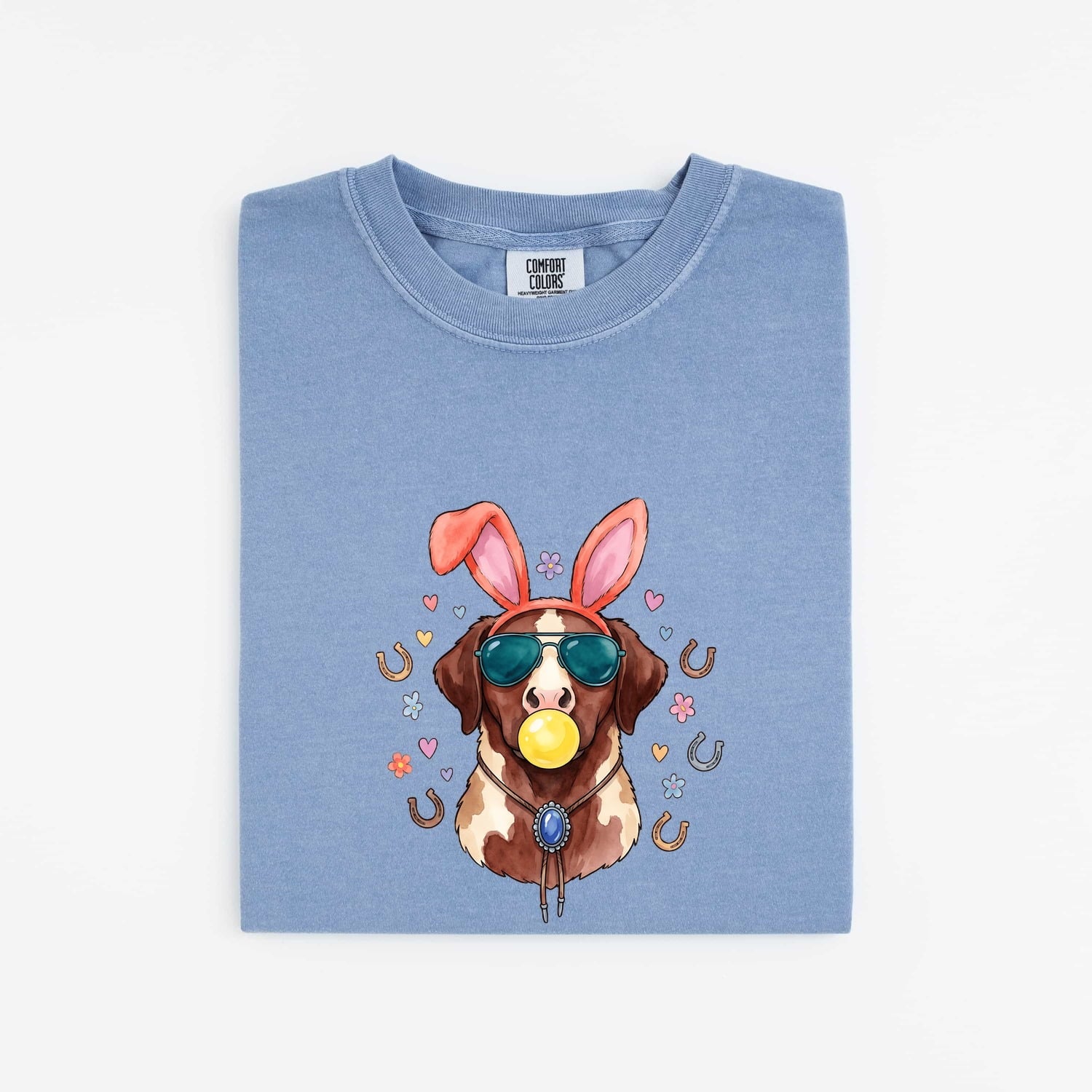 Easter Dog Shirt for Women – Watercolor Bunny Ears Holiday Puppy Graphic Tee