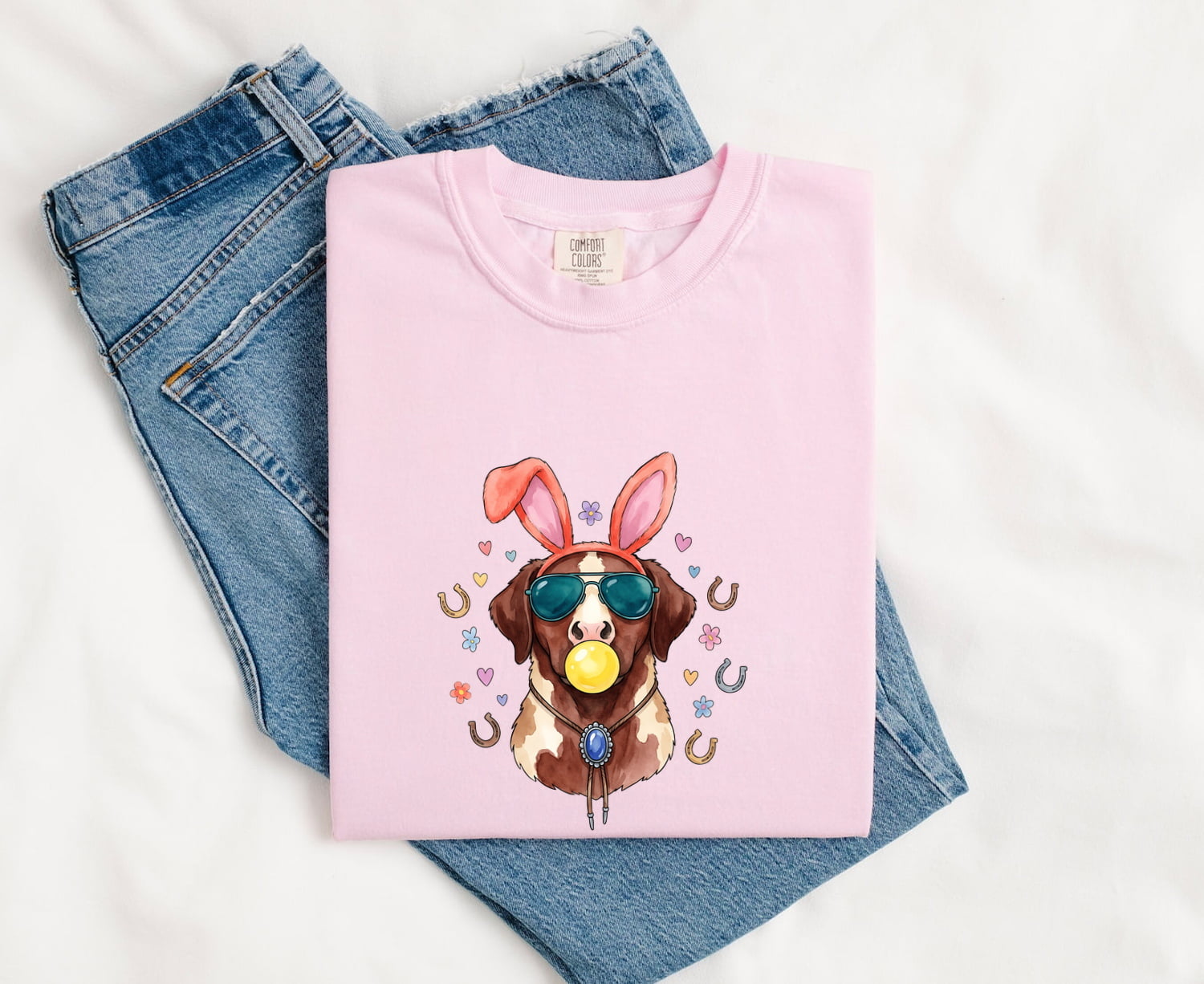 Easter Dog Shirt for Women – Watercolor Bunny Ears Holiday Puppy Graphic Tee