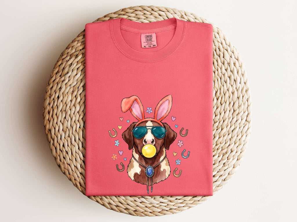 Easter Dog Shirt for Women – Watercolor Bunny Ears Holiday Puppy Graphic Tee