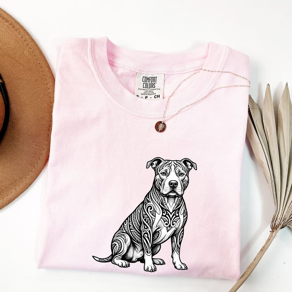 Pitbull Shirt for Women – Geometric Modern Trendy Puppy Creature Dog Graphic Tee