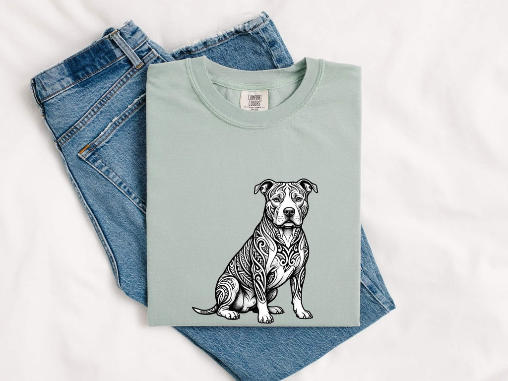 Pitbull Shirt for Women – Geometric Modern Trendy Puppy Creature Dog Graphic Tee