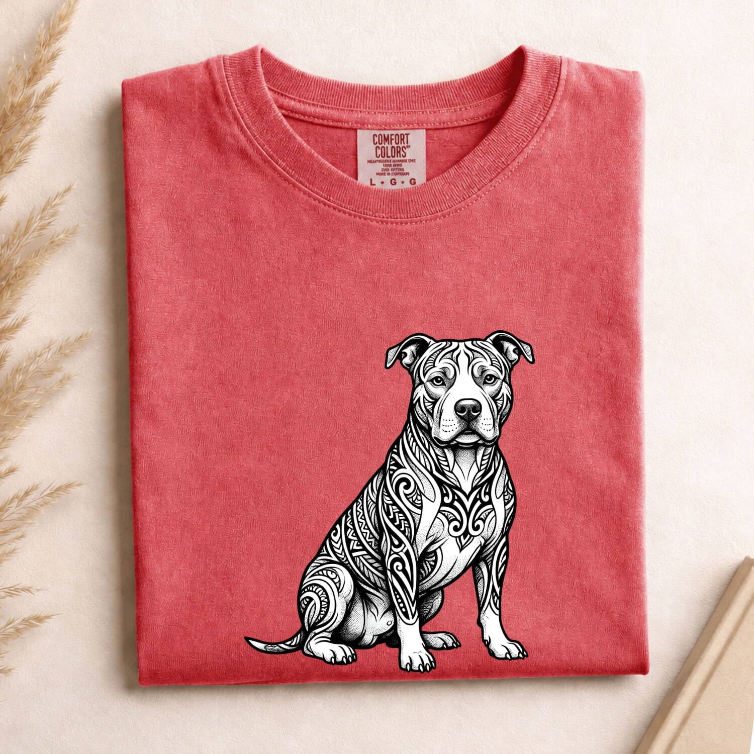 Pitbull Shirt for Women – Geometric Modern Trendy Puppy Creature Dog Graphic Tee