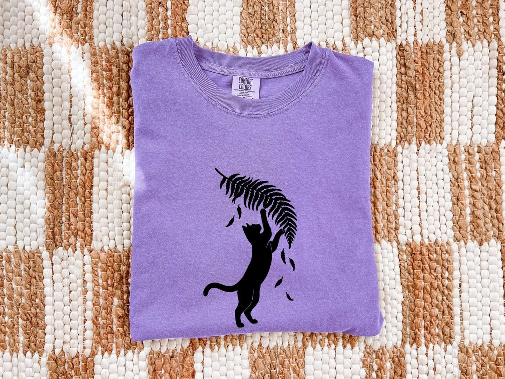 Cat Shape Shirt for Women – Basic Eco Current Greenery Feline Environment Graphic Tee