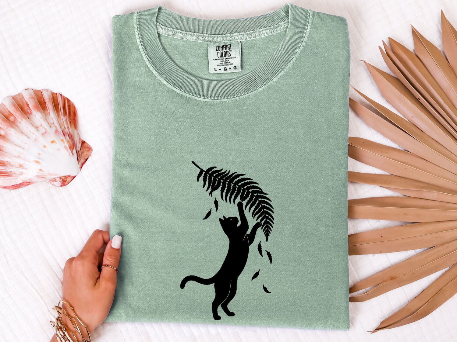 Cat Shape Shirt for Women – Basic Eco Current Greenery Feline Environment Graphic Tee