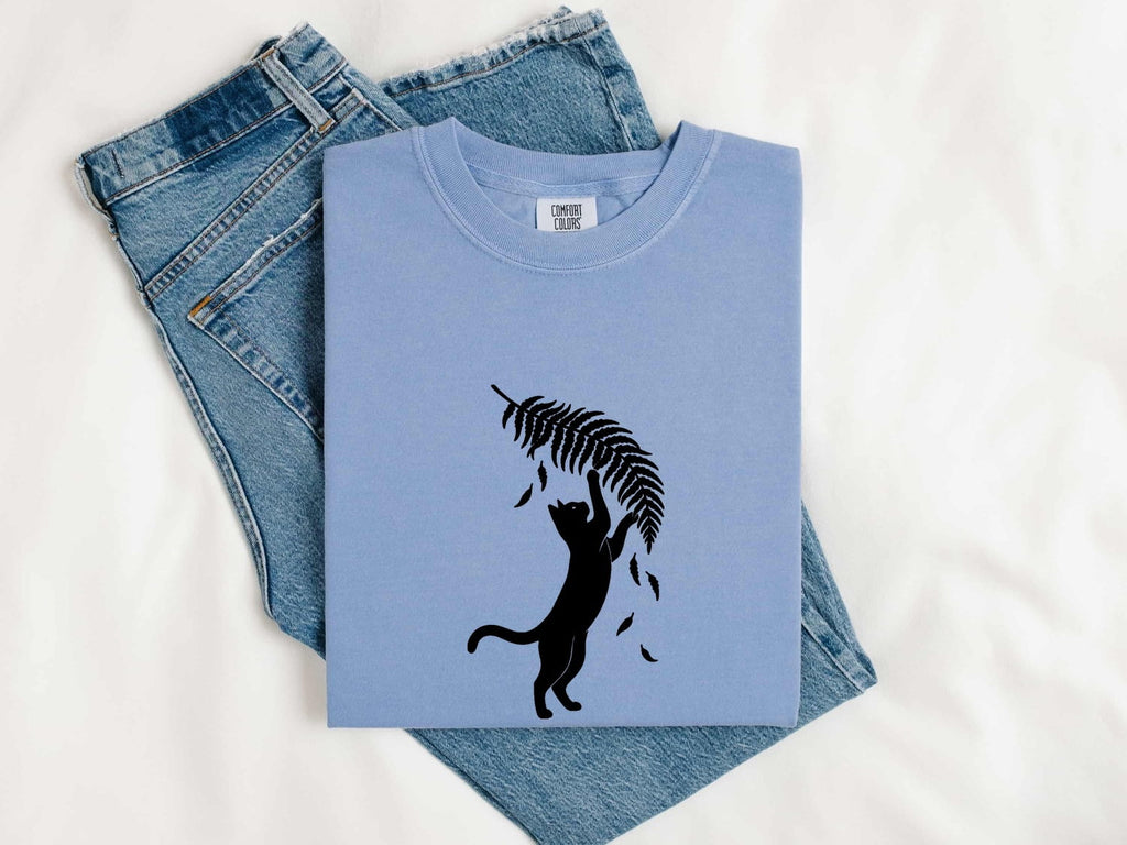Cat Shape Shirt for Women – Basic Eco Current Greenery Feline Environment Graphic Tee