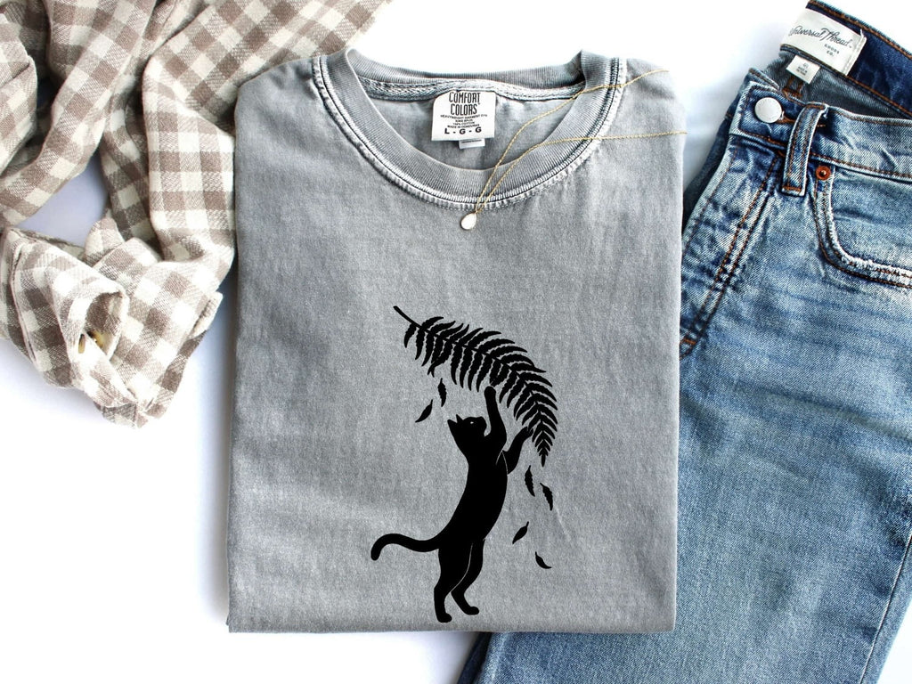 Cat Shape Shirt for Women – Basic Eco Current Greenery Feline Environment Graphic Tee