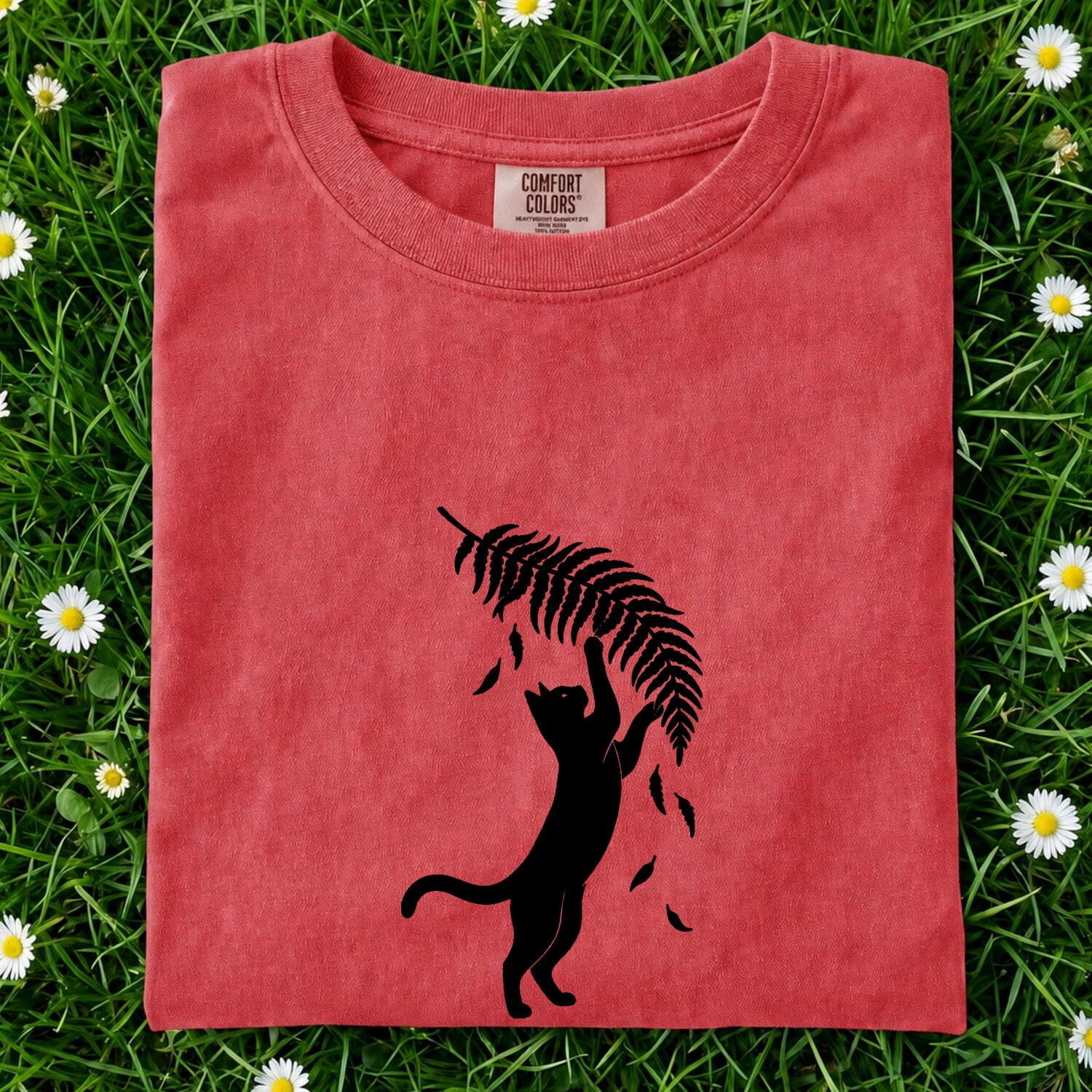 Cat Shape Shirt for Women – Basic Eco Current Greenery Feline Environment Graphic Tee