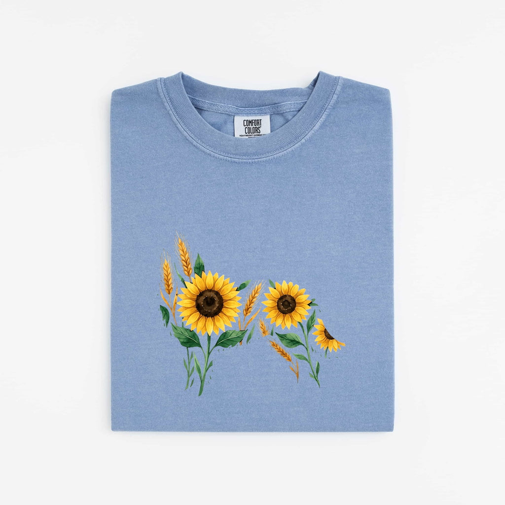 Dog Silhouette Shirt for Women – Watercolor Floral Illustrated Environmental Nature Graphic Tee