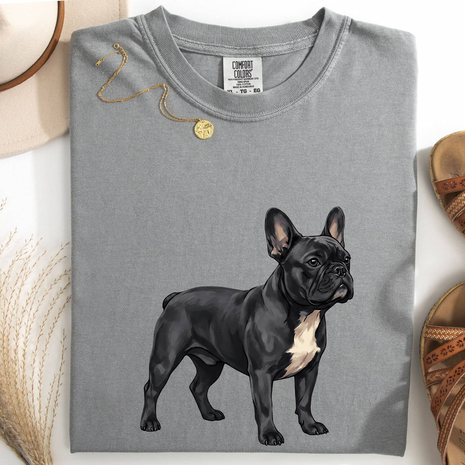 French Bulldog Shirt for Women – Detailed Clean Canine Fauna Animal Dog Graphic Tee