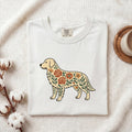 Golden Retriever Shirt for Women – Boho Chic Indigenous Blossom Garden Canine Graphic Tee