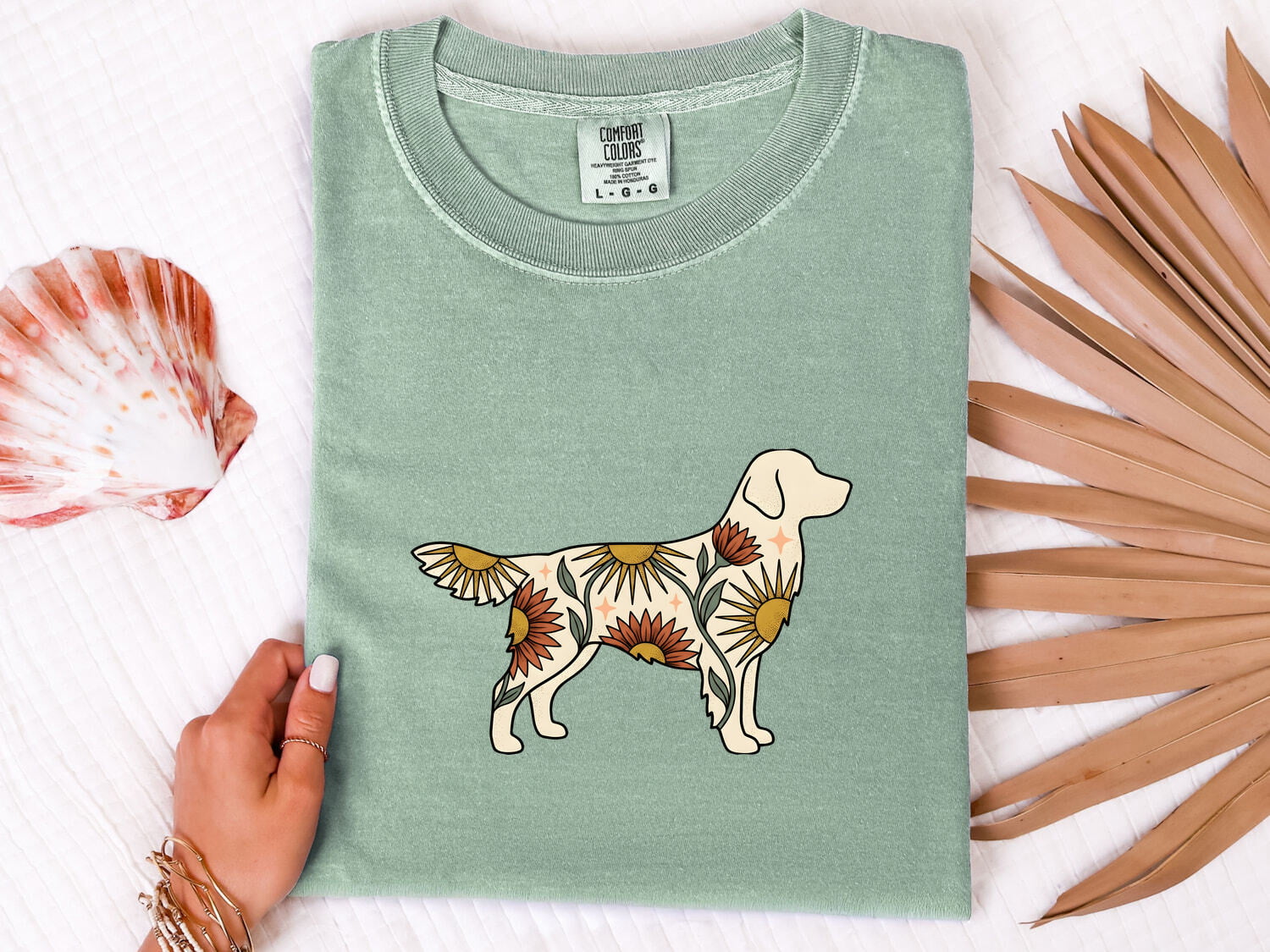 Dog Floral Shirt for Women – Boho Hippie Vintage Sunflower Environmental Puppy Graphic Tee